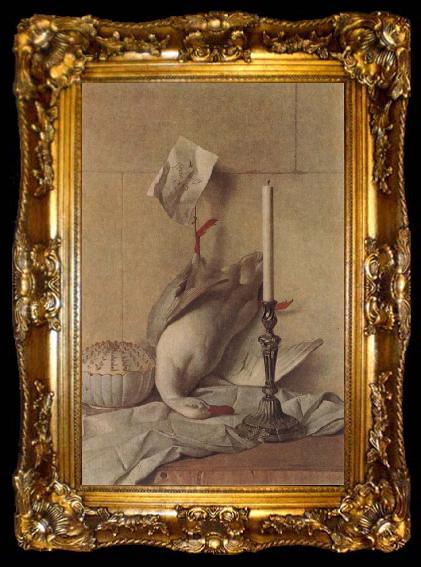 framed  Jean Baptiste Oudry Still Life with White Duck, ta009-2